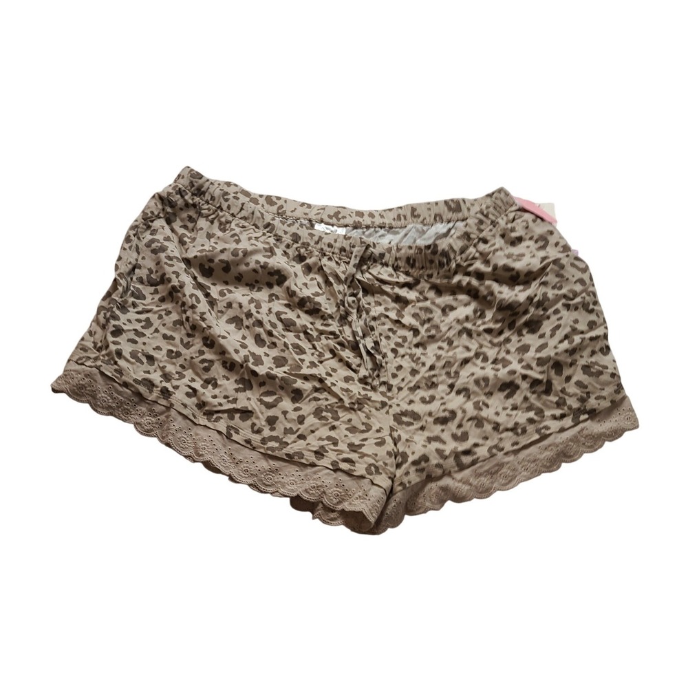 Zoe + Liv Nacreous Clouds Leopard Print Pajama Shorts Lace Trim XXL New NWT